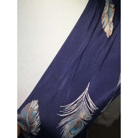 Veronica M Navy Feather Print Maxi Dress - Picture 2 of 8
